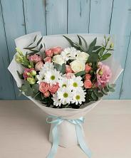 Букет цветов из:  Розы, Лизиантусы и Хризантемы во Власихе
