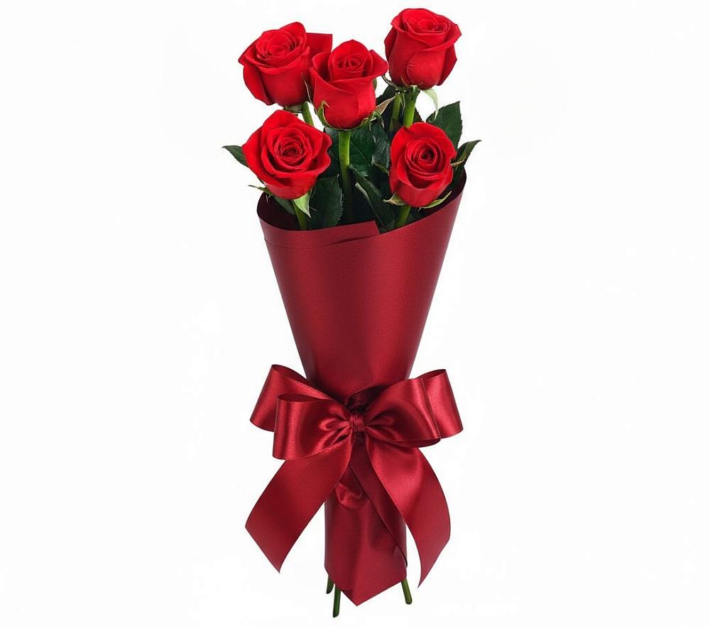 Букет 5 Красных роз Эдлесс Лав во Власихе