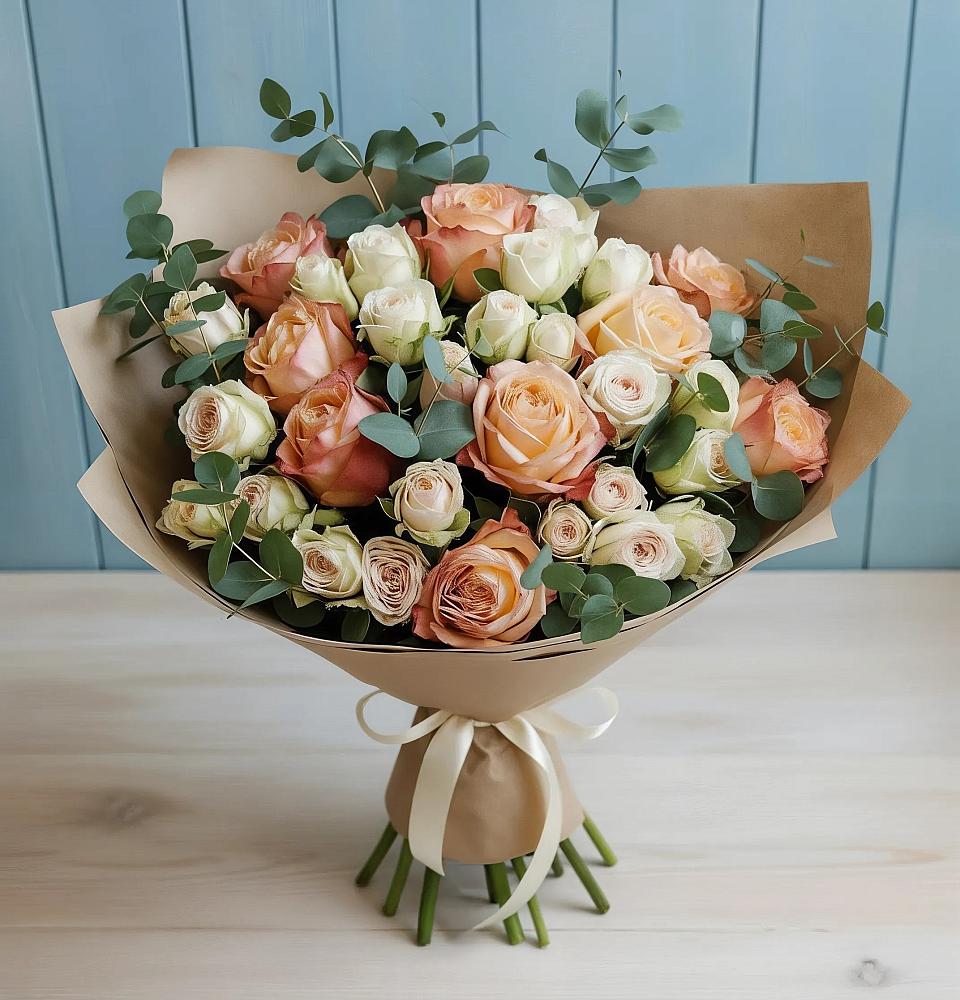 Букет цветов из: Альстромерии и Розы во Власихе