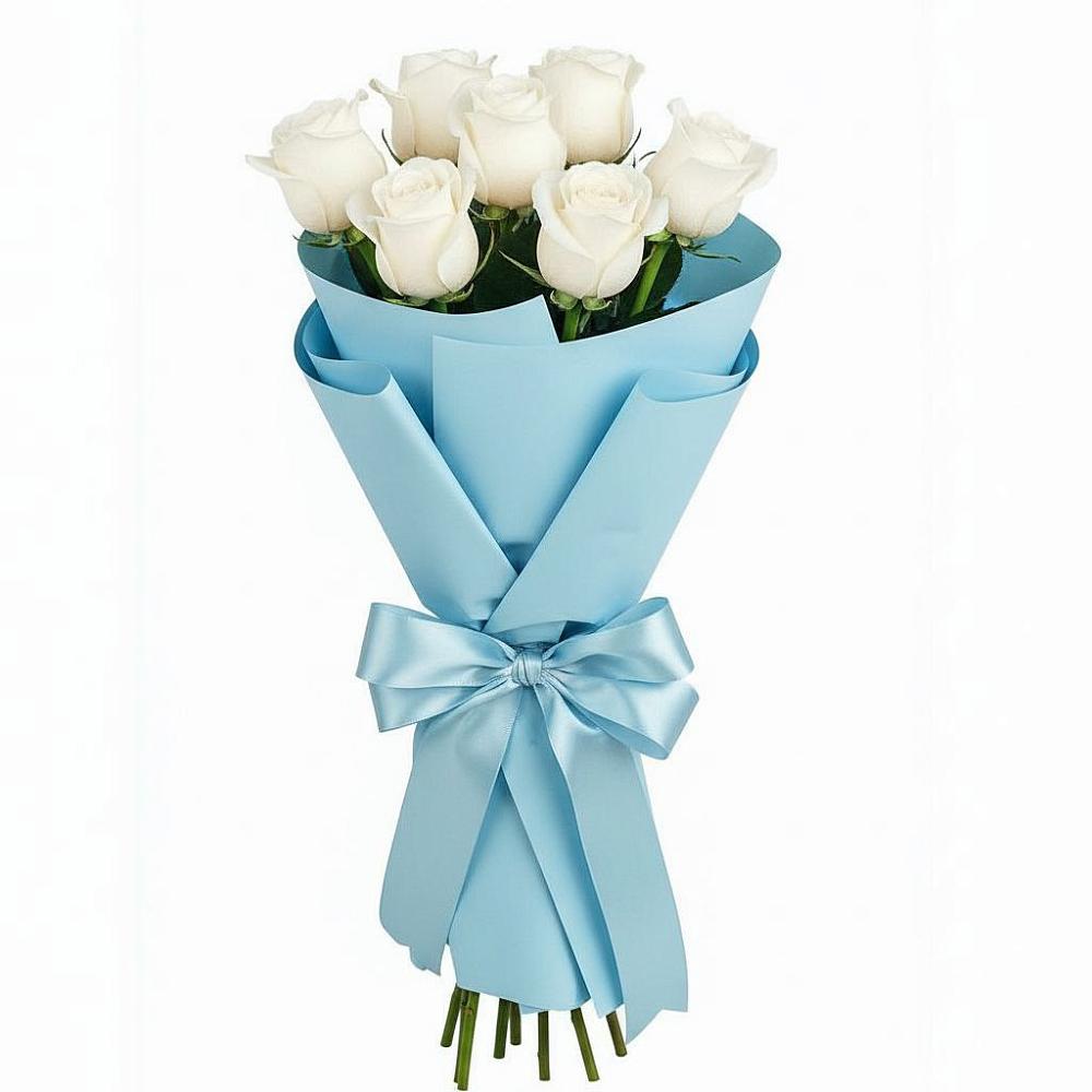 Букет 7 белых роз Проуд во Власихе