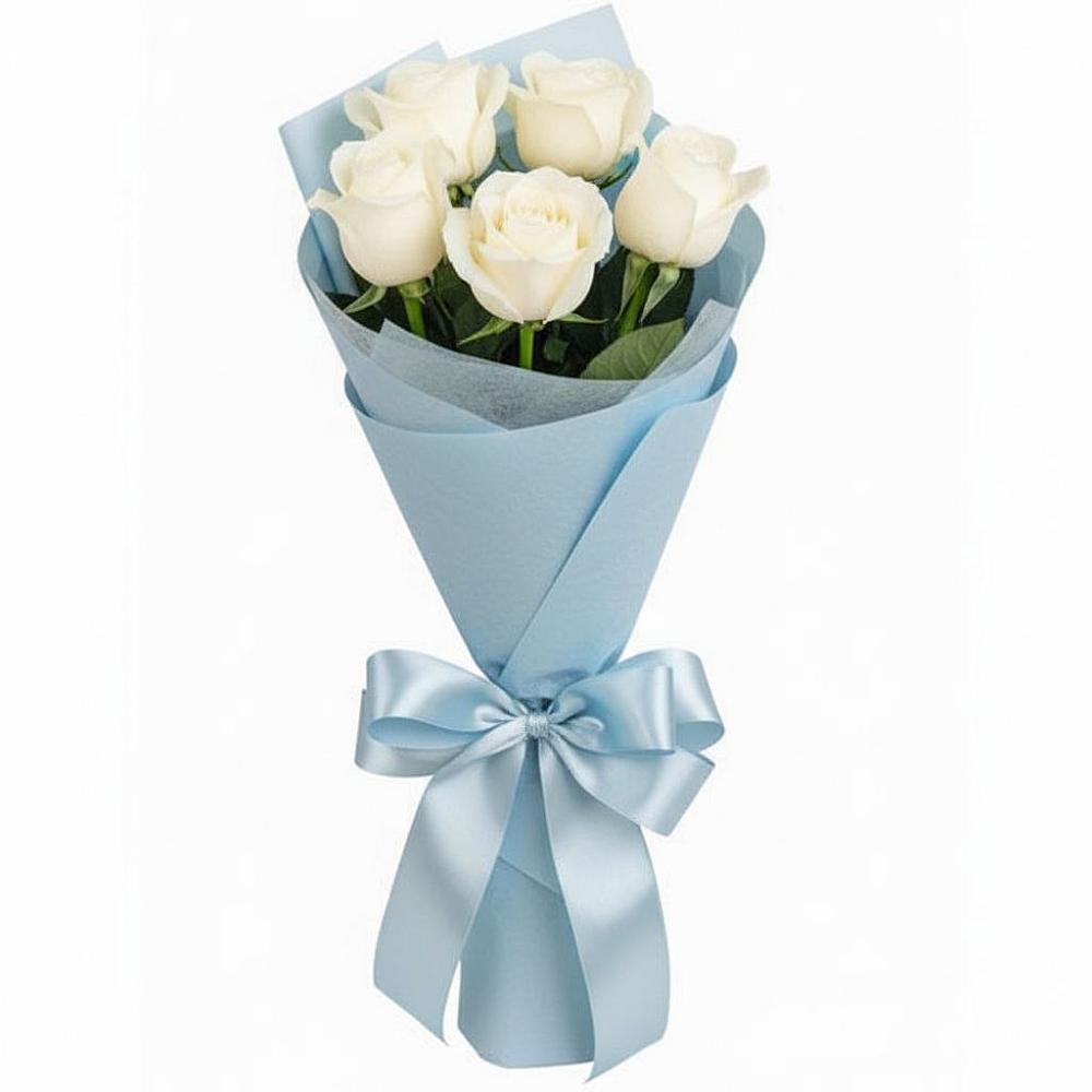 Букет 5 Белых роз Проуд во Власихе