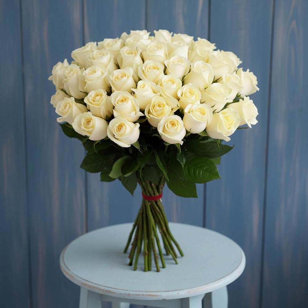 Букет 51 Белая роза Эдлесс Лав во Власихе