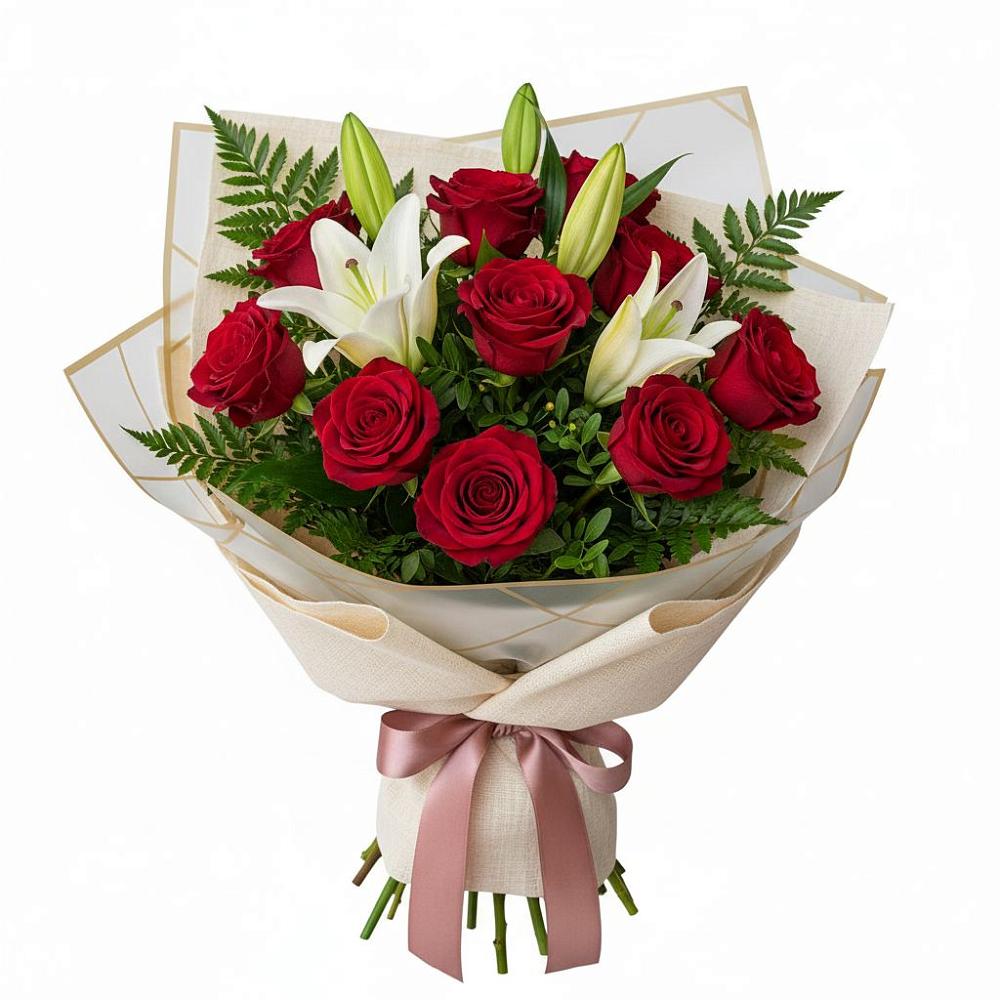 Букет цветов из: Лилии и Розы во Власихе