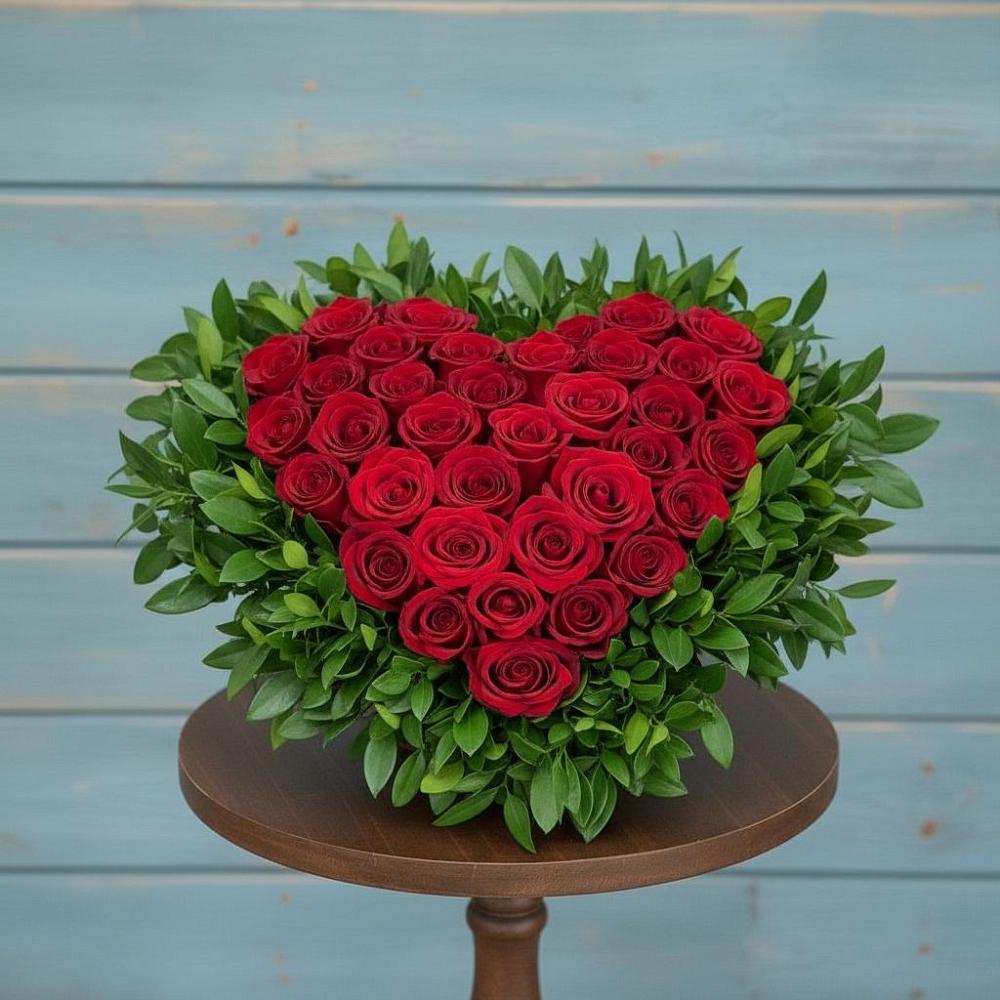 Цветочная композиция из Розы в виде сердца во Власихе