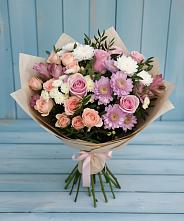 Букет цветов из:  Хризантемы, Розы и Альстромерии #REPLACE_PRED# Власихе