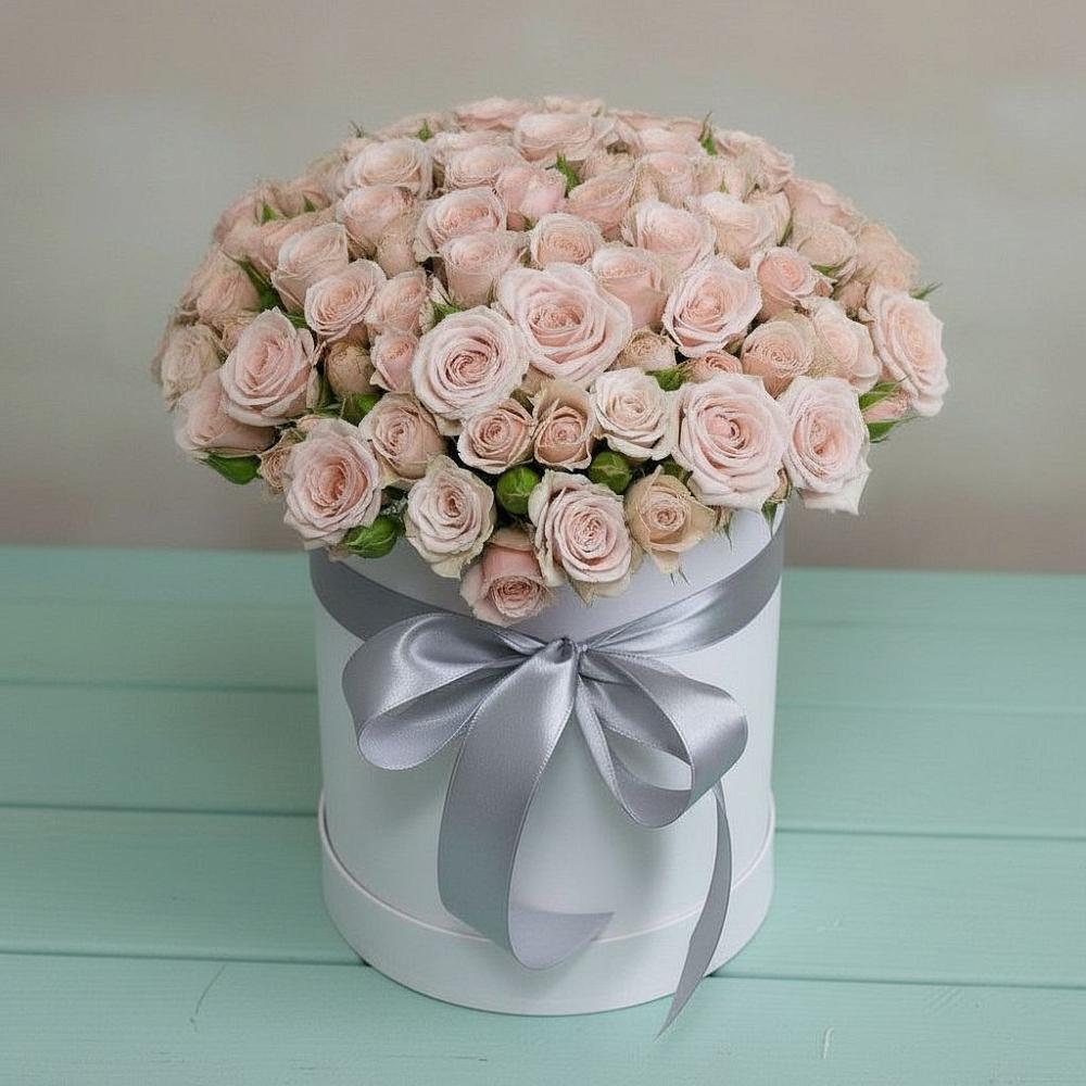 Цветочная композиция из Розы в шляпной коробке во Власихе